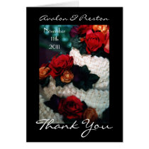Red Roses Wedding Cake Thank You Note Card