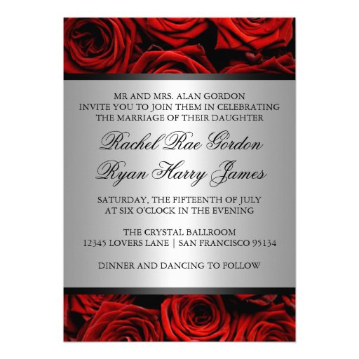 Red Roses Wedding Custom Invitations