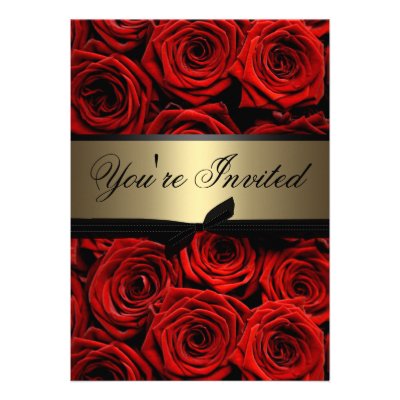 Red Roses Wedding Custom Invitations