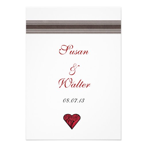 Red Roses Wedding Invitation With Black Ribbon