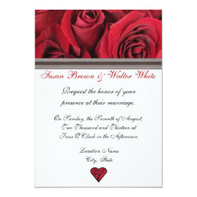 Red Roses Wedding Invitation With Black Ribbon 5