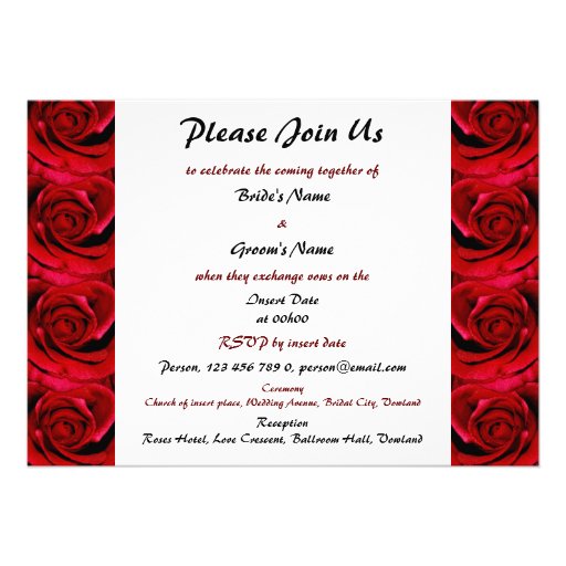 red roses wedding invitations - customizable