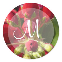 Red Roses Wedding Monogram Seal Round Stickers