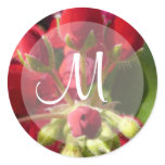 Red Roses Wedding Monogram Seal Round Stickers