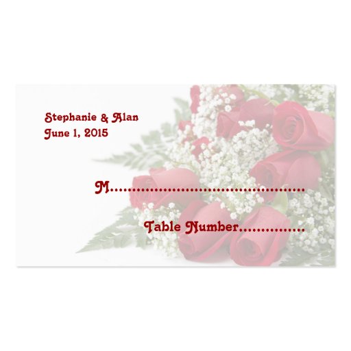 Red Roses Wedding Place Cards Business Cards (front side)