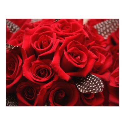 Red Roses Wedding RSVP card 2 Invitations