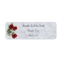 Red Roses Wedding Thank You Label