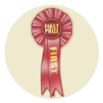 red rosette first prize sticker