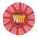 red rosette second prize sticker