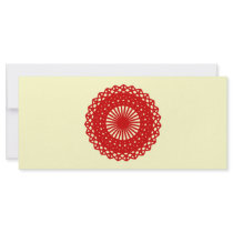 Red Round Lace Pattern Graphic. Rack Cards