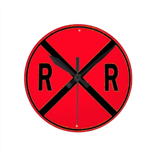 Red Round Railroad Crossing Sign Round Clocks Zazzle
