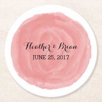 Red Round Watercolor Wedding Paper Coasters Round Paper Coaster