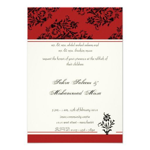 Red royal Islamic nikkah wedding engagement Muslim Announcement