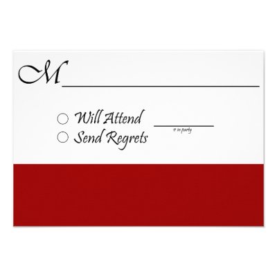 Red RSVP Card for Wedding or Graduation Custom Invites
