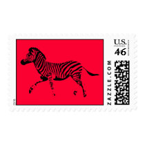 Red Running Zebra Stamp