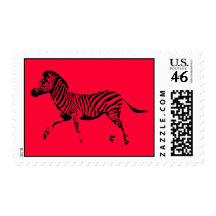 Red Running Zebra Stamp
