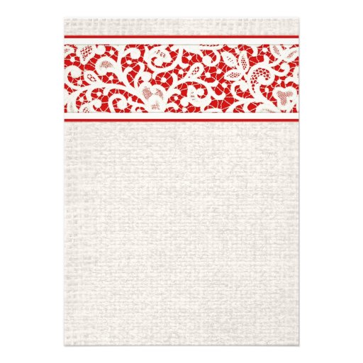 Red Rustic Burlap Linen Bridal Shower Invitations