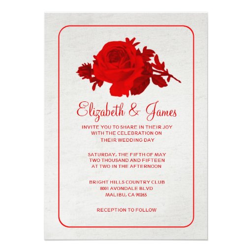 Red Rustic Floral/Flower Wedding Invitations