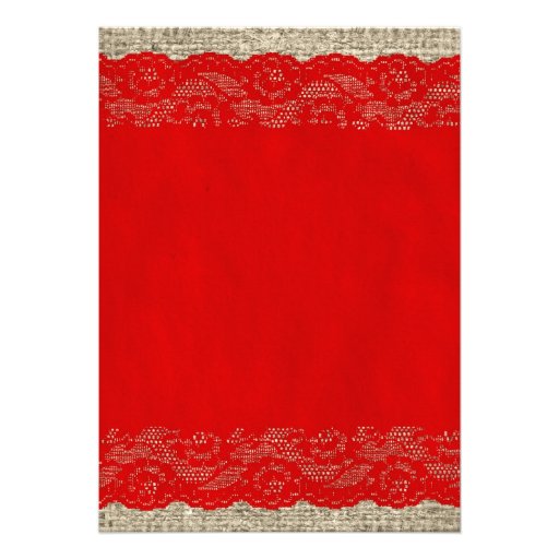 Red Rustic Lace Wedding Invitations