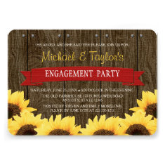 RED RUSTIC SUNFLOWER ENGAGEMENT PARTY PERSONALIZED INVITES