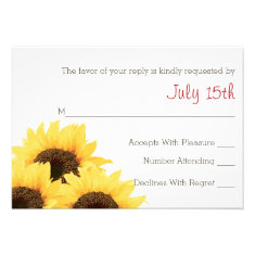 RED RUSTIC SUNFLOWER RSVP CARD