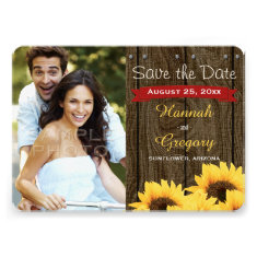 RED RUSTIC SUNFLOWER SAVE THE DATE CARD