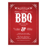 RED RUSTIC VINTAGE CHIC REHEARSAL DINNER BBQ invitations