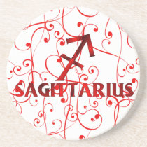 Red Sagittarius Horoscope Symbol coasters