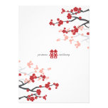 Red Sakura Cherry Blossoms Flowers Chinese Wedding invitations
