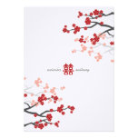 Red Sakura Cherry Blossoms Flowers Chinese Wedding Custom Invitation