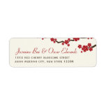 Red Sakura Cherry Blossoms Wedding Address Labels labels