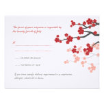 Red Sakura Flowers Cherry Blossoms Wedding RSVP Custom Invite
