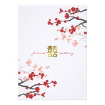 Red Sakura Flowers Double Happiness Wedding Invite