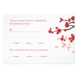 Red Sakura Flowers Double Happiness Wedding RSVP Personalized Invitations