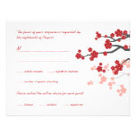 Red Sakura Flowers Double Happiness Wedding RSVP Personalized Invites