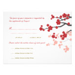 Red Sakura Flowers Gold Double Happiness RSVP Card