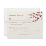 Red Sakuras Cherry Blossoms Custom RSVP Reply Card Personalized Invite