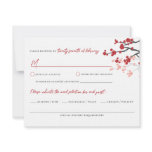 Red Sakuras Cherry Blossoms Custom RSVP Reply Card Personalized Announcements