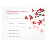 Red Sakuras Cherry Blossoms Custom RSVP Reply Card Personalized Invite