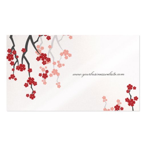 Red Sakuras Cherry Blossoms Oriental Zen Asian Business Cards (back side)