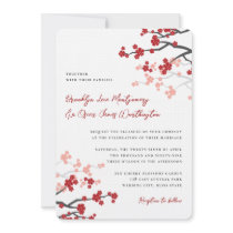Red Sakuras Cherry Blossoms Spring Wedding Invite