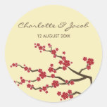 Red Sakuras Cream Custom Favor TQ Label Sticker