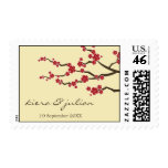 Red Sakuras Cream Invitation / Announcement Stamps