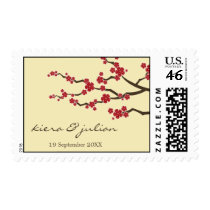 Red Sakuras Cream Invitation / Announcement Stamps