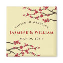 Red Sakuras Cream Save The Date / Thank You Magnet