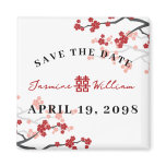 Red Sakuras Double Happiness Save The Date Magnet