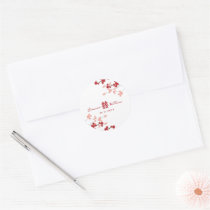 Red Sakuras Double Happiness Wedding Favor Sticker
