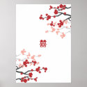 Red Sakuras & Double Happiness Wedding Poster posters