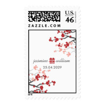 Red Sakuras & Double Happiness Wedding Stamps