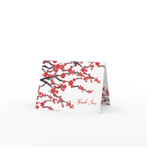 Red Sakuras Flower Zen Custom Thank You Gift Card